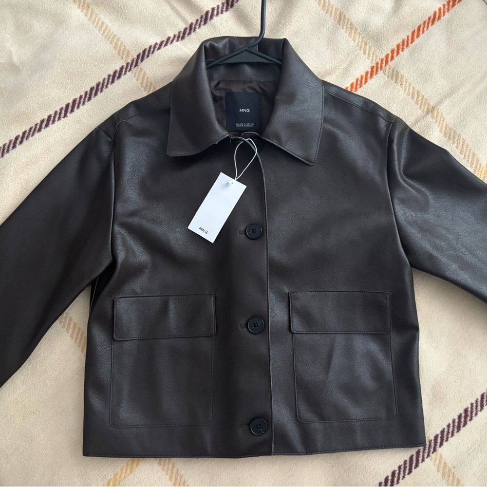 Mango Dark Brown Leather Jacket for Women